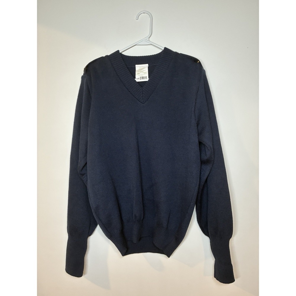 USAF Sweater 14R Air Force Tech Sgt Pin Blue VNeck‎ Commando Made Great Britain